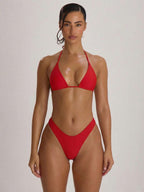 High Leg Dipped Front Thong Bikini Bottoms – Summer Beach Vacation Swimwear