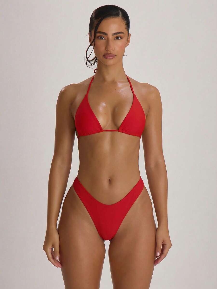 High Leg Dipped Front Thong Bikini Bottoms – Summer Beach Vacation Swimwear