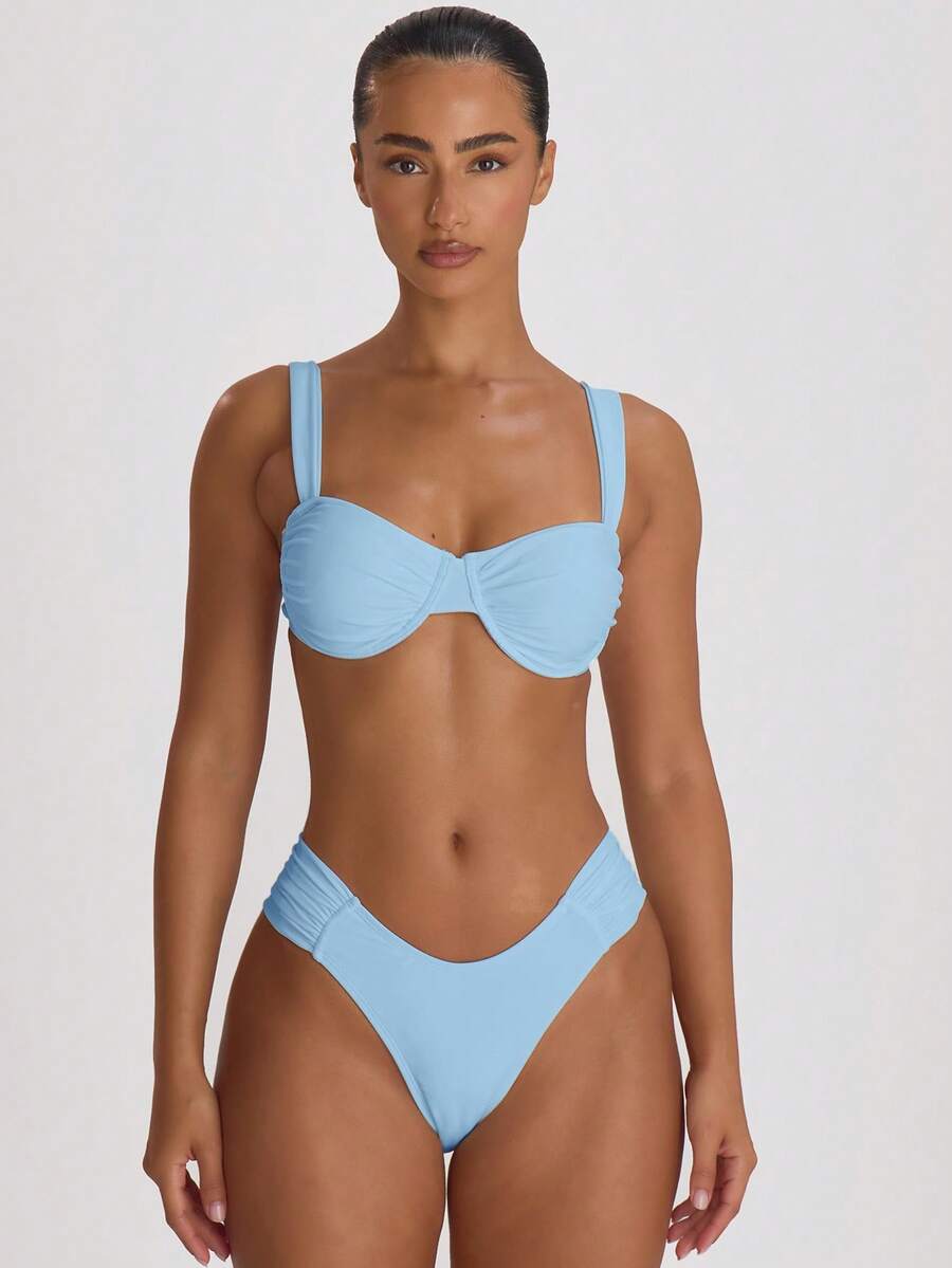 Ruched Side Cheeky Bikini Bottoms – Summer Beach Vacation Swimwear