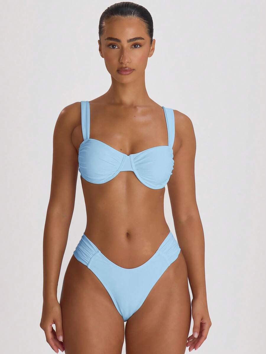 Underwire Ruched Cup Push-Up Bikini Top – Summer Beach Vacation Swimwear