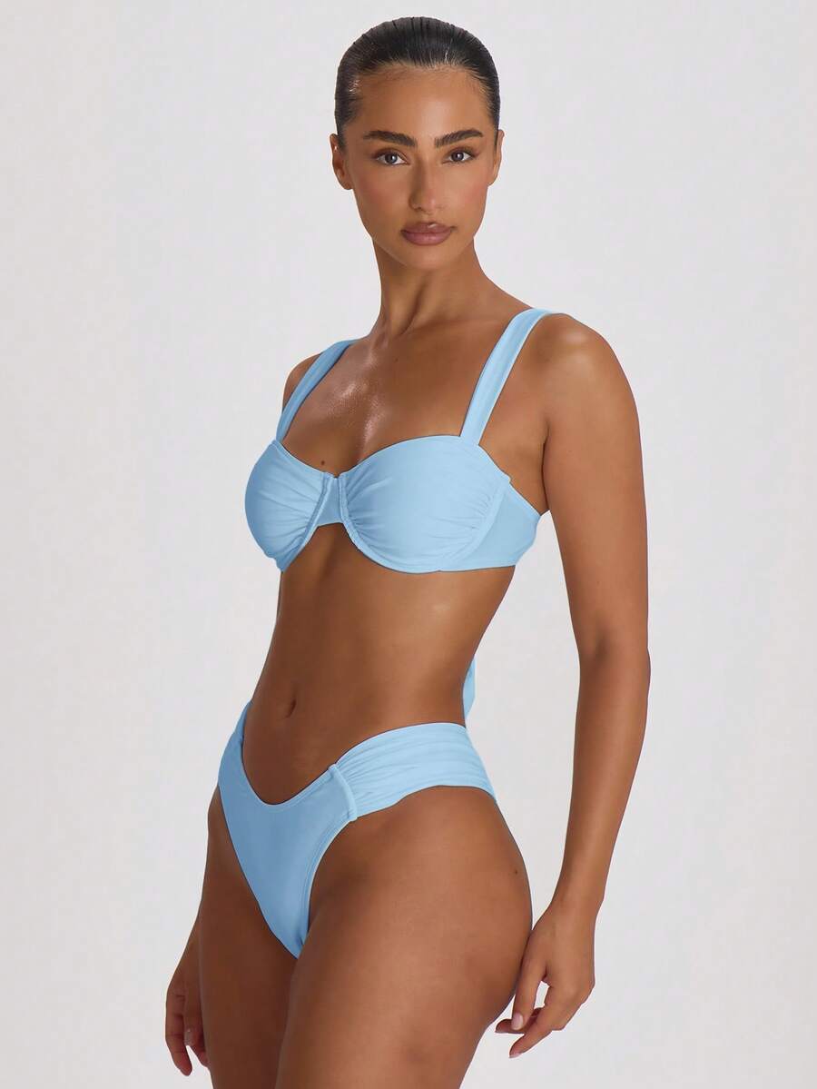 Underwire Ruched Cup Push-Up Bikini Top – Summer Beach Vacation Swimwear