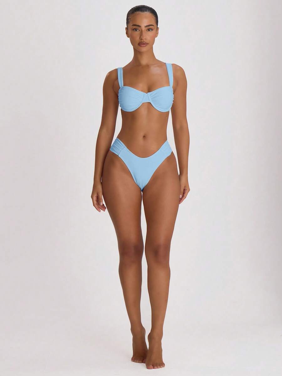 Ruched Side Cheeky Bikini Bottoms – Summer Beach Vacation Swimwear