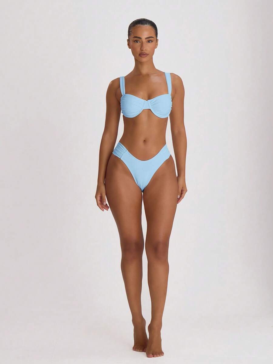 Underwire Ruched Cup Push-Up Bikini Top – Summer Beach Vacation Swimwear