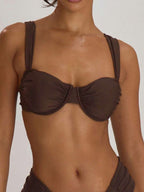 Underwire Ruched Cup Push-Up Bikini Top – Summer Beach Vacation Swimwear