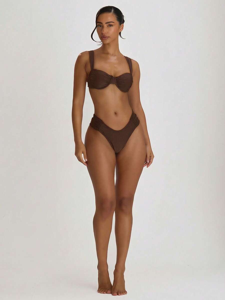 Underwire Ruched Cup Push-Up Bikini Top – Summer Beach Vacation Swimwear