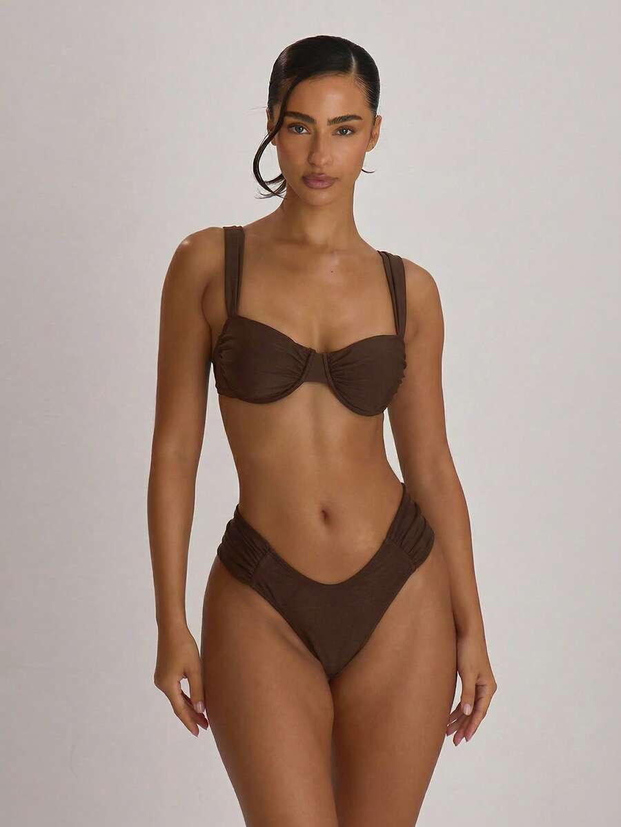 Underwire Ruched Cup Push-Up Bikini Top – Summer Beach Vacation Swimwear