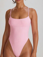Strappy Binding High Leg Cheeky Swimsuit – Summer Beach Vacation Swimwear