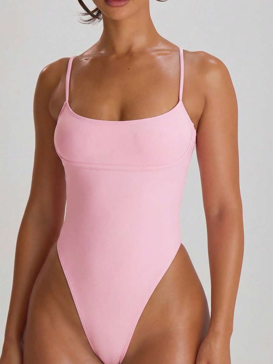Strappy Binding High Leg Cheeky Swimsuit – Summer Beach Vacation Swimwear