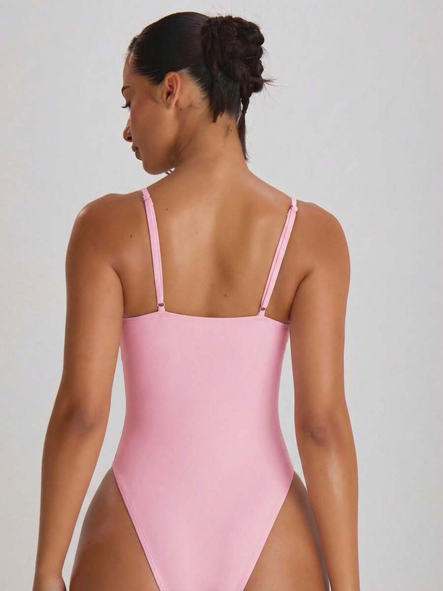Strappy Binding High Leg Cheeky Swimsuit – Summer Beach Vacation Swimwear