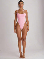 Strappy Binding High Leg Cheeky Swimsuit – Summer Beach Vacation Swimwear