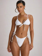 Tie Side Scooped Front Thong Bikini Bottoms – Summer Beach Vacation Swimwear