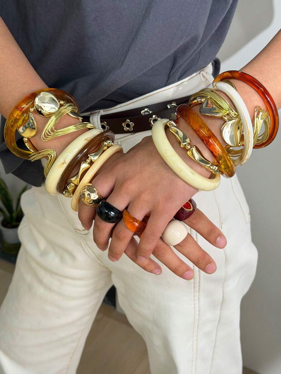 Vintage Resin Beaded Bracelet Stack – Fashion Jewellery for Women