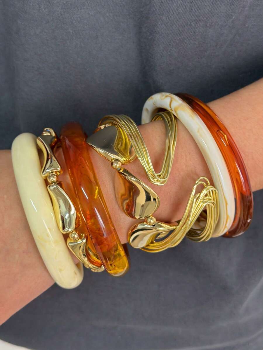 Vintage Resin Beaded Bracelet Stack – Fashion Jewellery for Women