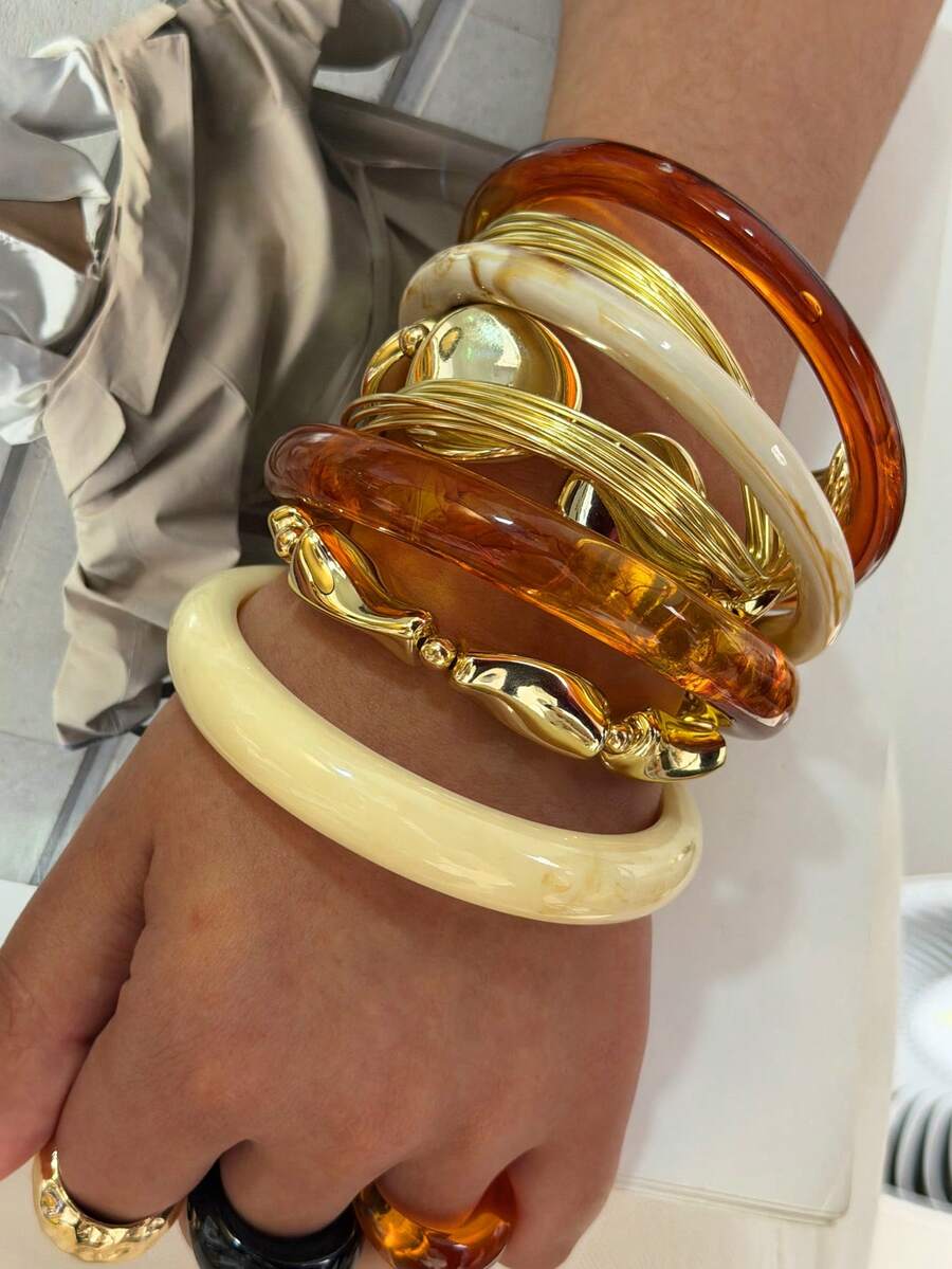 Vintage Resin Beaded Bracelet Stack – Fashion Jewellery for Women