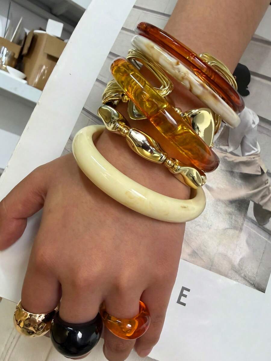Vintage Resin Beaded Bracelet Stack – Fashion Jewellery for Women