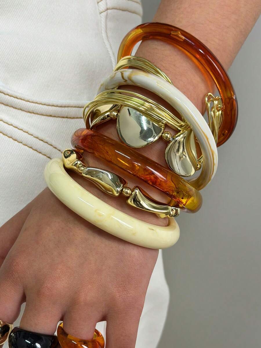 Vintage Resin Beaded Bracelet Stack – Fashion Jewellery for Women