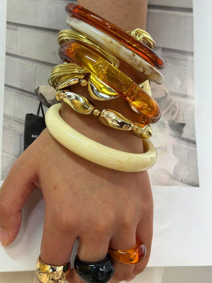 Vintage Resin Beaded Bracelet Stack – Fashion Jewellery for Women