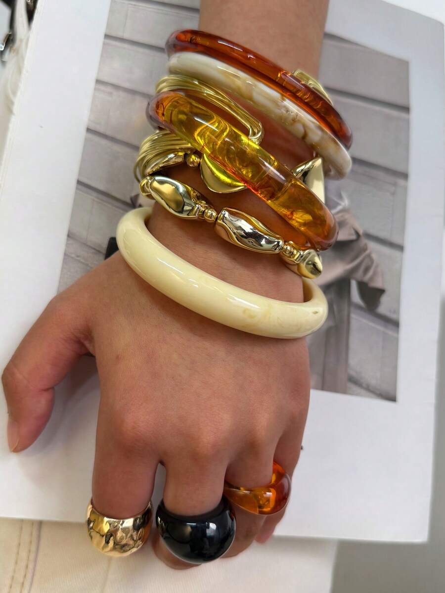 Vintage Resin Beaded Bracelet Stack – Fashion Jewellery for Women