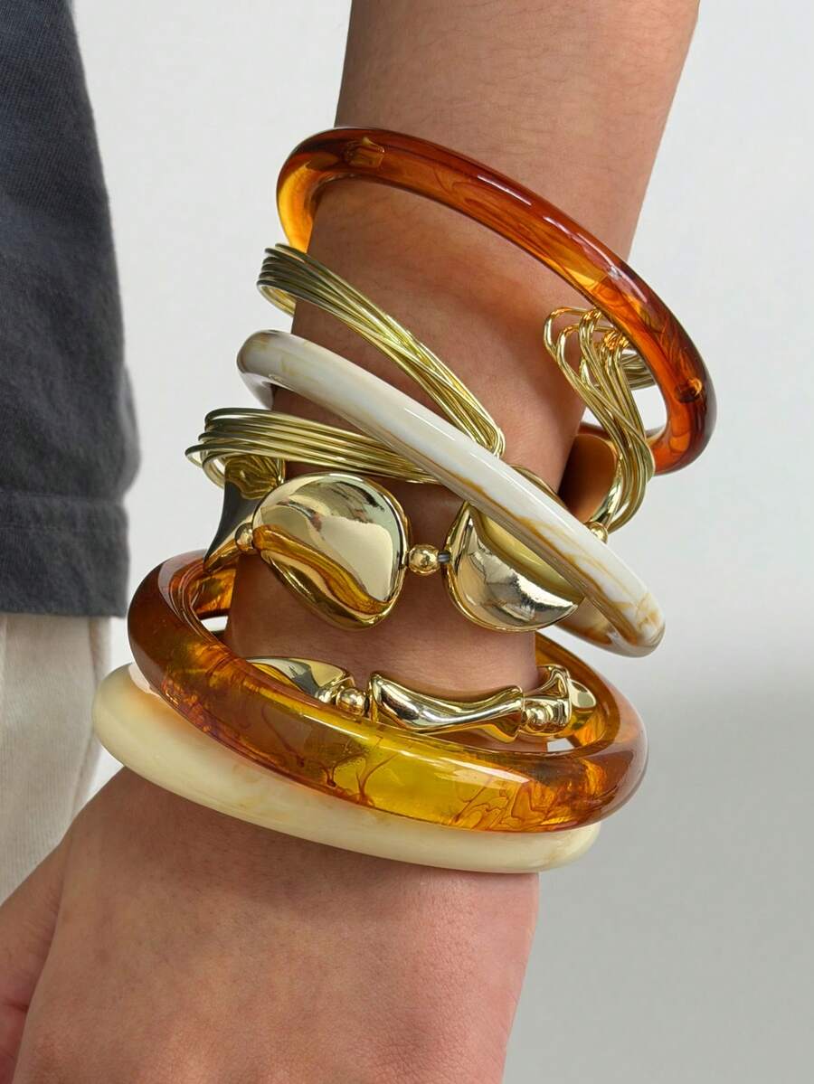 Vintage Resin Beaded Bracelet Stack – Fashion Jewellery for Women