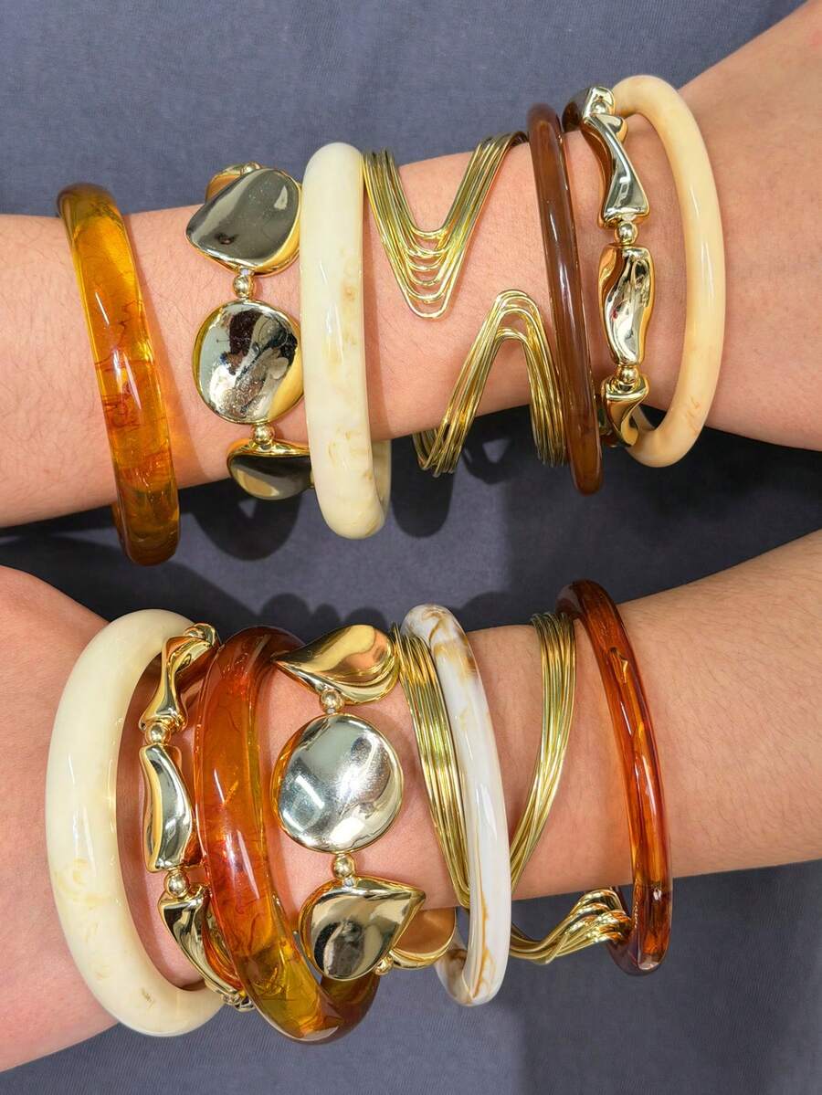 Vintage Resin Beaded Bracelet Stack – Fashion Jewellery for Women