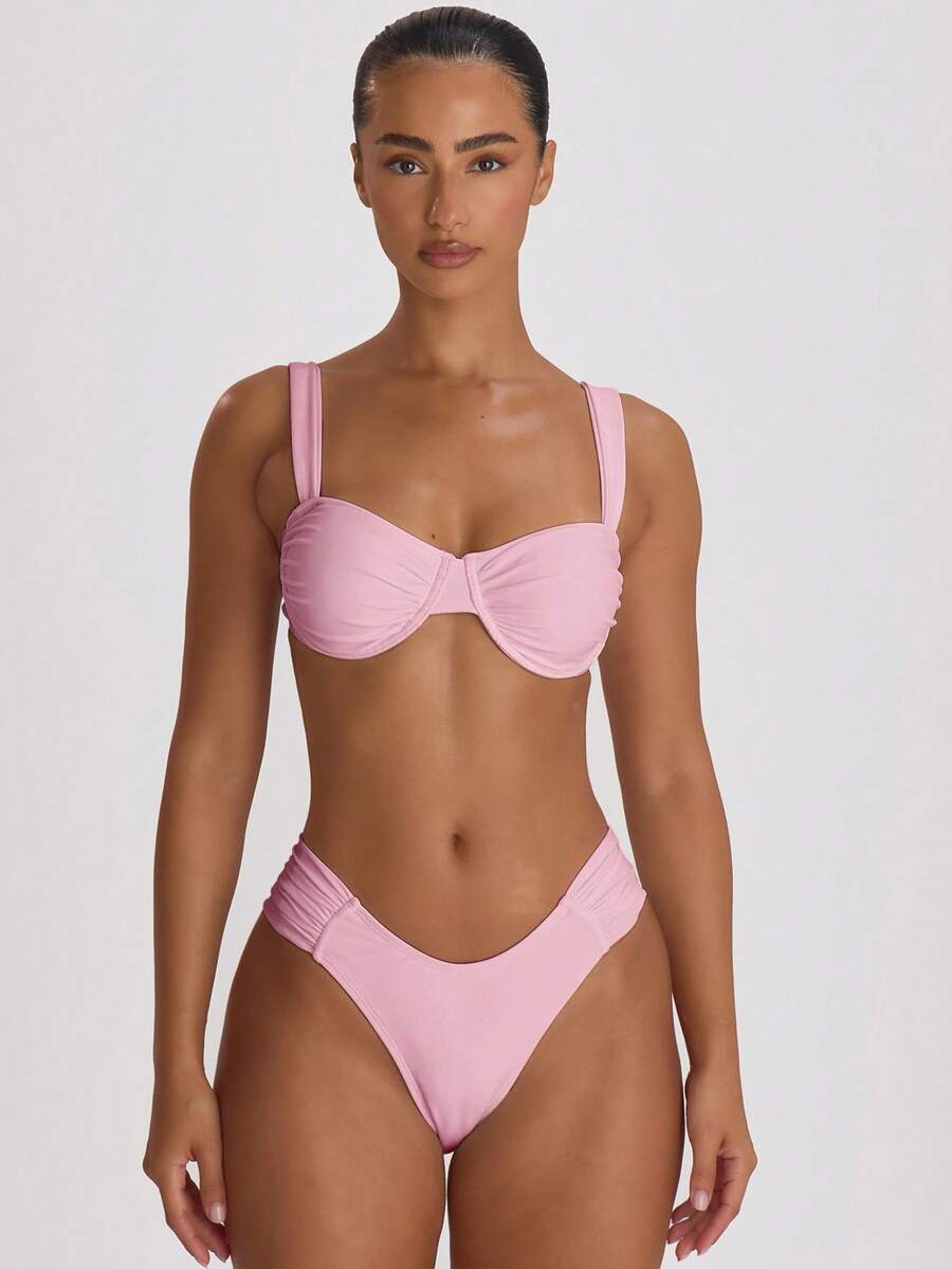 Ruched Side Cheeky Bikini Bottoms – Summer Beach Vacation Swimwear