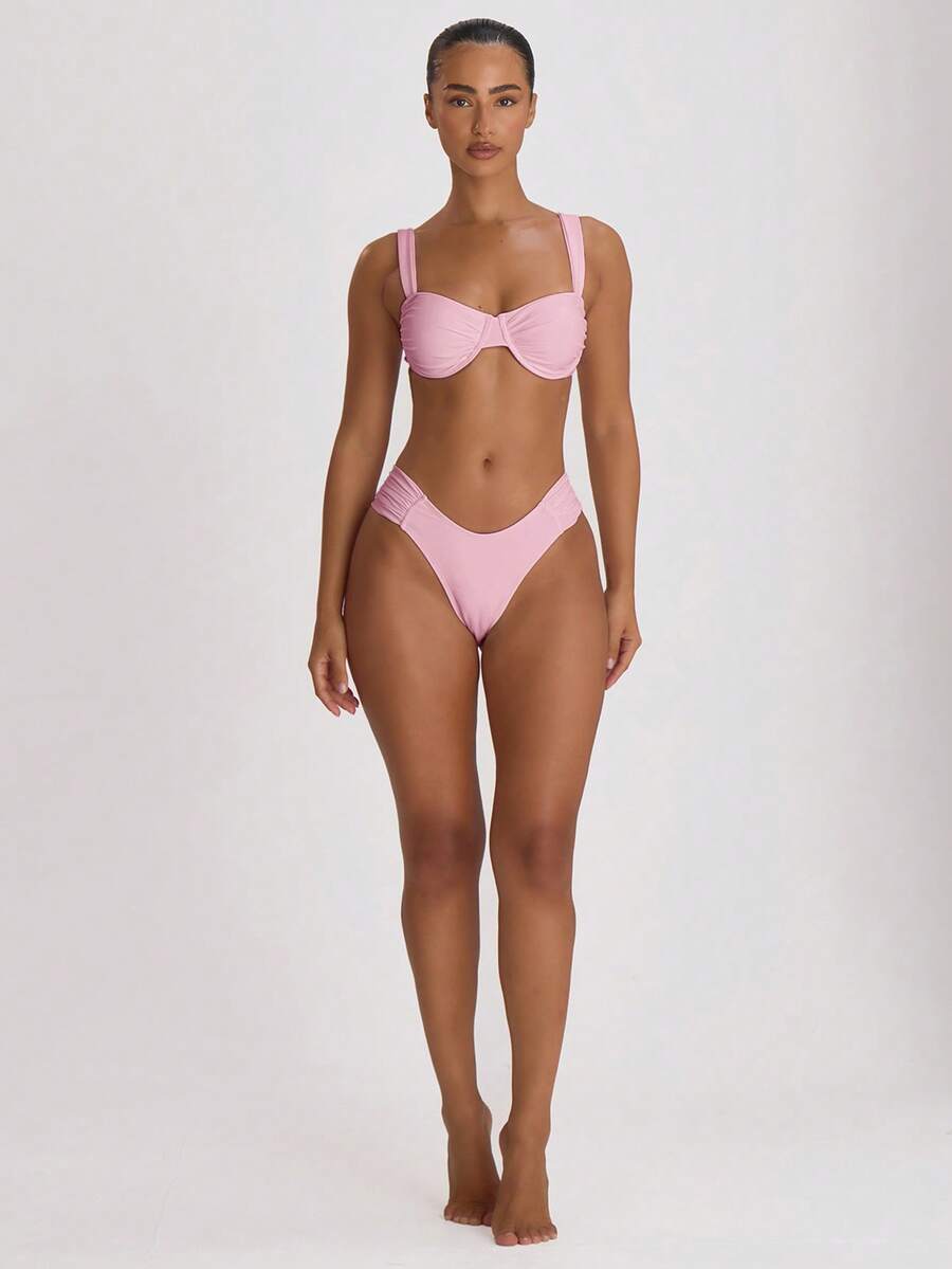 Ruched Side Cheeky Bikini Bottoms – Summer Beach Vacation Swimwear