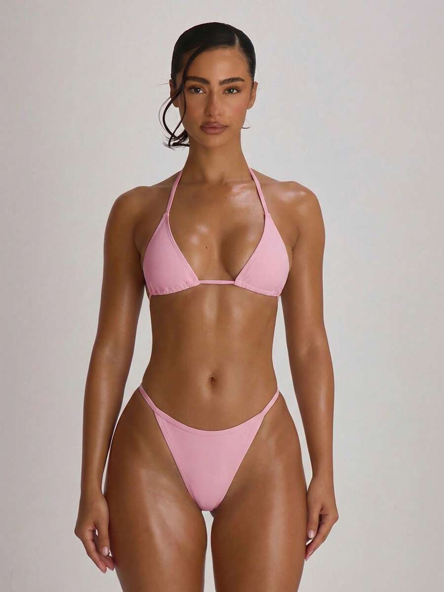 Micro Triangle Halterneck Tie Bikini Top – Summer Beach Vacation Swimwear