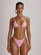 Micro Triangle Halterneck Tie Bikini Top – Summer Beach Vacation Swimwear