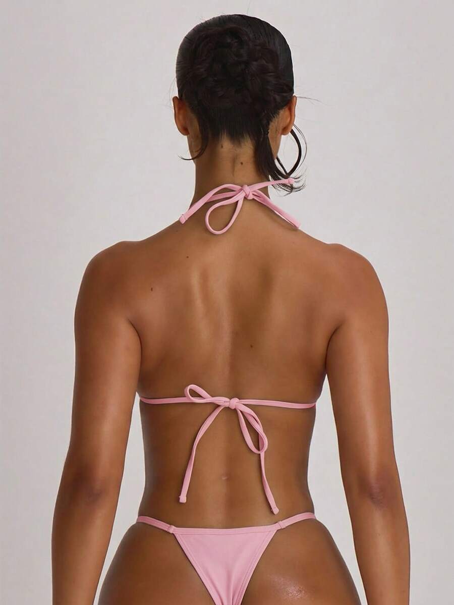 Micro Triangle Halterneck Tie Bikini Top – Summer Beach Vacation Swimwear