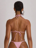 Micro Triangle Halterneck Tie Bikini Top – Summer Beach Vacation Swimwear
