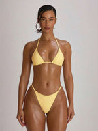 Micro Triangle Halterneck Tie Bikini Top – Summer Beach Vacation Swimwear