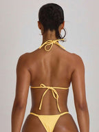 Micro Triangle Halterneck Tie Bikini Top – Summer Beach Vacation Swimwear