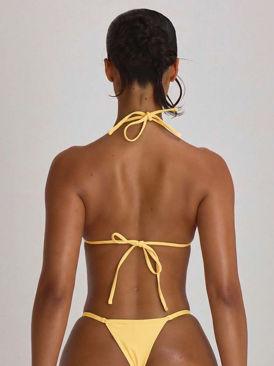 Micro Triangle Halterneck Tie Bikini Top – Summer Beach Vacation Swimwear