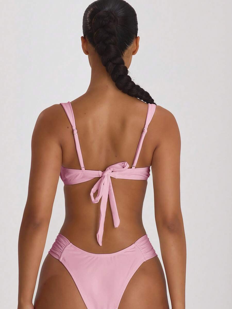 Underwire Ruched Cup Push-Up Bikini Top – Summer Beach Vacation Swimwear