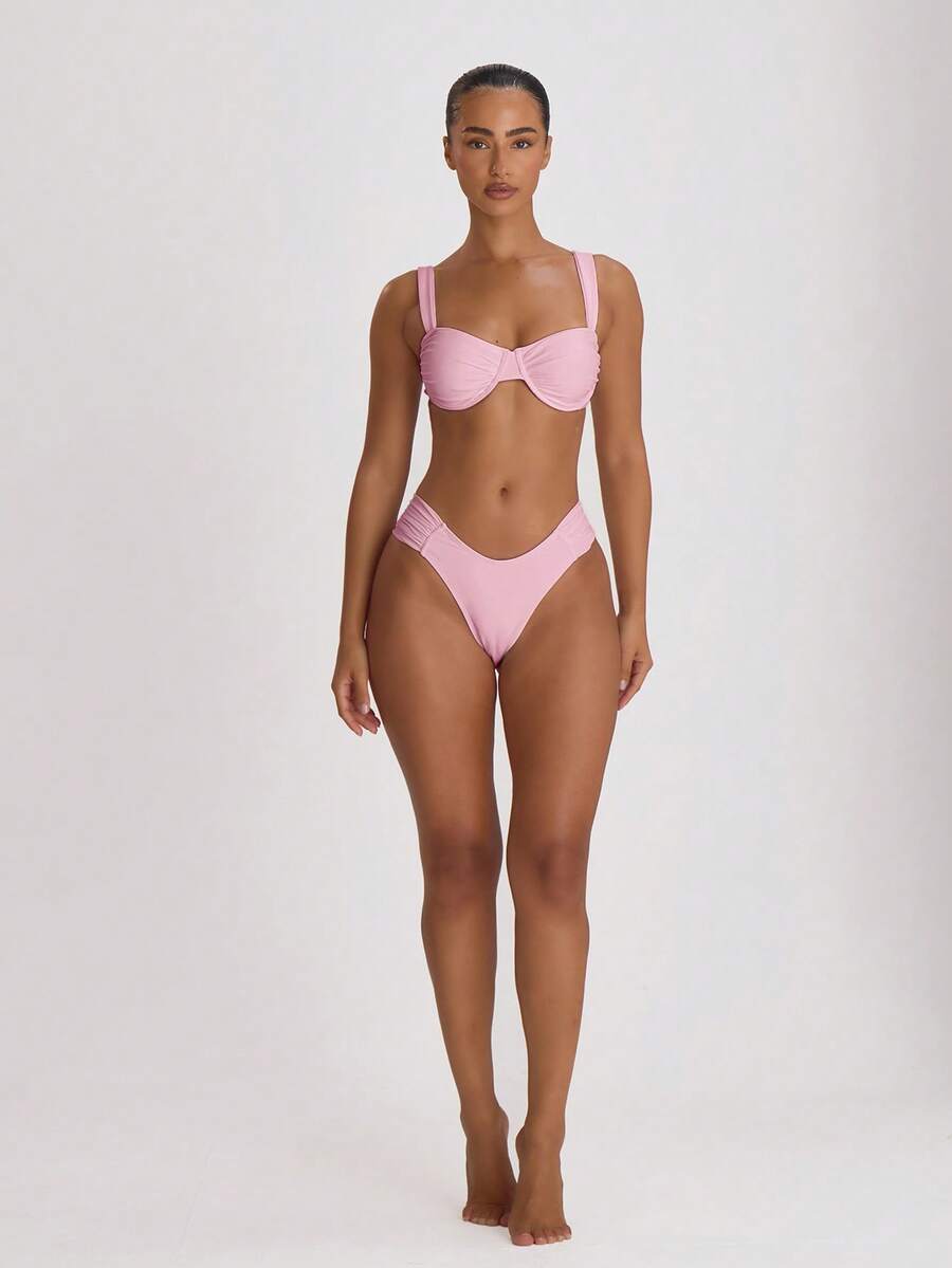 Underwire Ruched Cup Push-Up Bikini Top – Summer Beach Vacation Swimwear