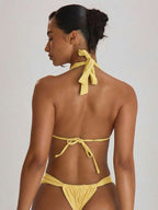 High Apex Halterneck Tie Back Bikini Top – Summer Beach Vacation Swimwear