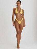 High Apex Halterneck Tie Back Bikini Top – Summer Beach Vacation Swimwear