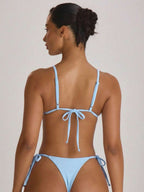 Tie Side Scooped Front Thong Bikini Bottoms – Summer Beach Vacation Swimwear