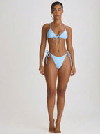 Tie Side Scooped Front Thong Bikini Bottoms – Summer Beach Vacation Swimwear