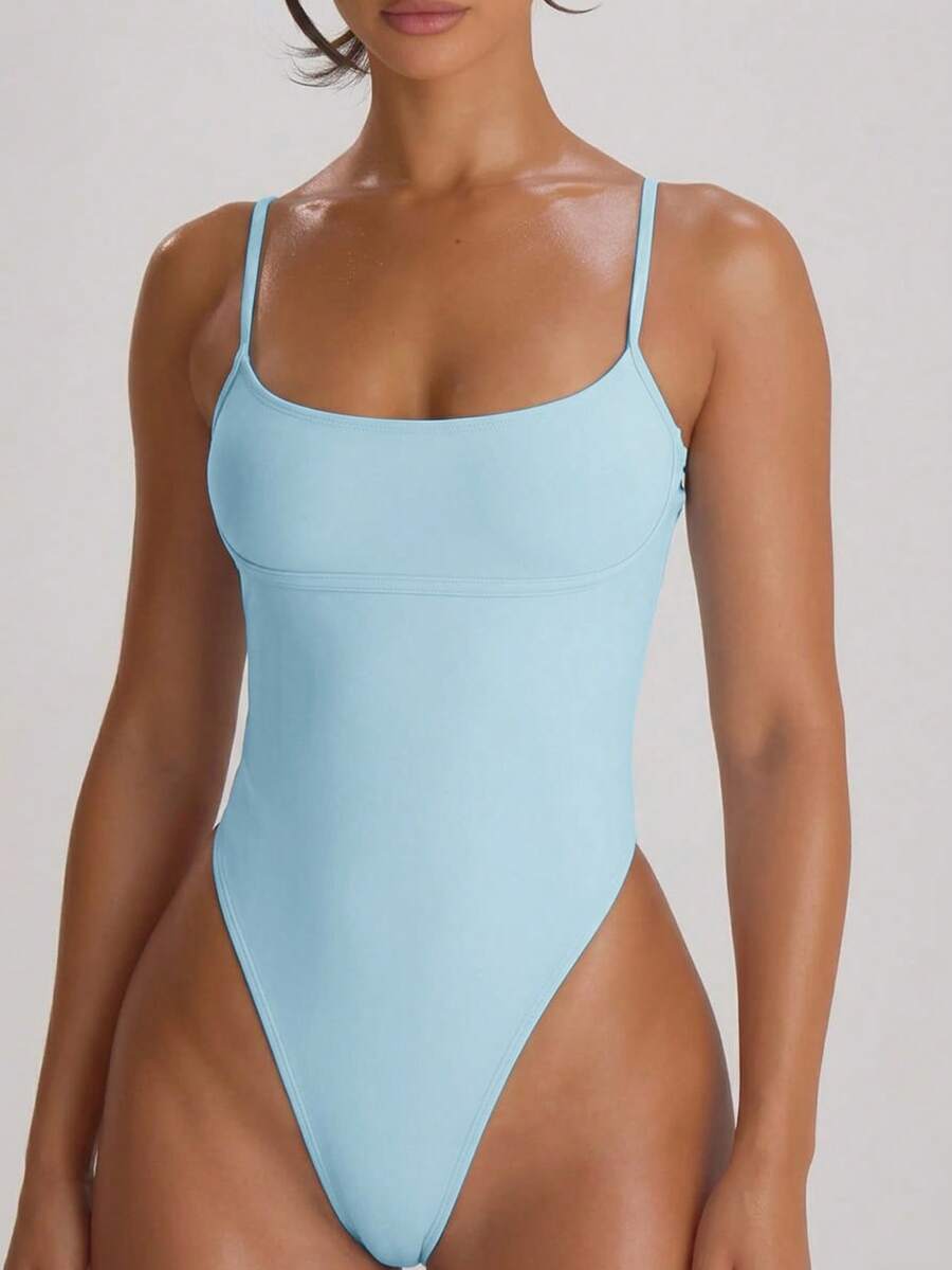 Strappy Binding High Leg Cheeky Swimsuit – Summer Beach Vacation Swimwear