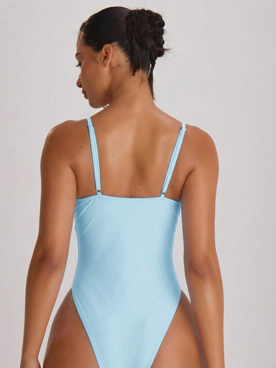 Strappy Binding High Leg Cheeky Swimsuit – Summer Beach Vacation Swimwear
