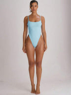 Strappy Binding High Leg Cheeky Swimsuit – Summer Beach Vacation Swimwear