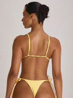 Tie Side Scooped Front Thong Bikini Bottoms – Summer Beach Vacation Swimwear
