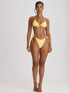 Tie Side Scooped Front Thong Bikini Bottoms – Summer Beach Vacation Swimwear