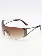 Frameless Oval Fashion Glasses – Casual Versatile Eyewear for Women