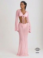 Knit Tie Front Maxi Skirt Beach Cover-Up – Summer Vacation Swimwear