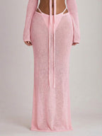 Knit Tie Front Maxi Skirt Beach Cover-Up – Summer Vacation Swimwear