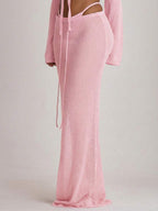 Knit Tie Front Maxi Skirt Beach Cover-Up – Summer Vacation Swimwear