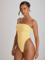 Bandeau Cut-Out Back High Leg Swimsuit – Summer Beach Vacation Swimwear