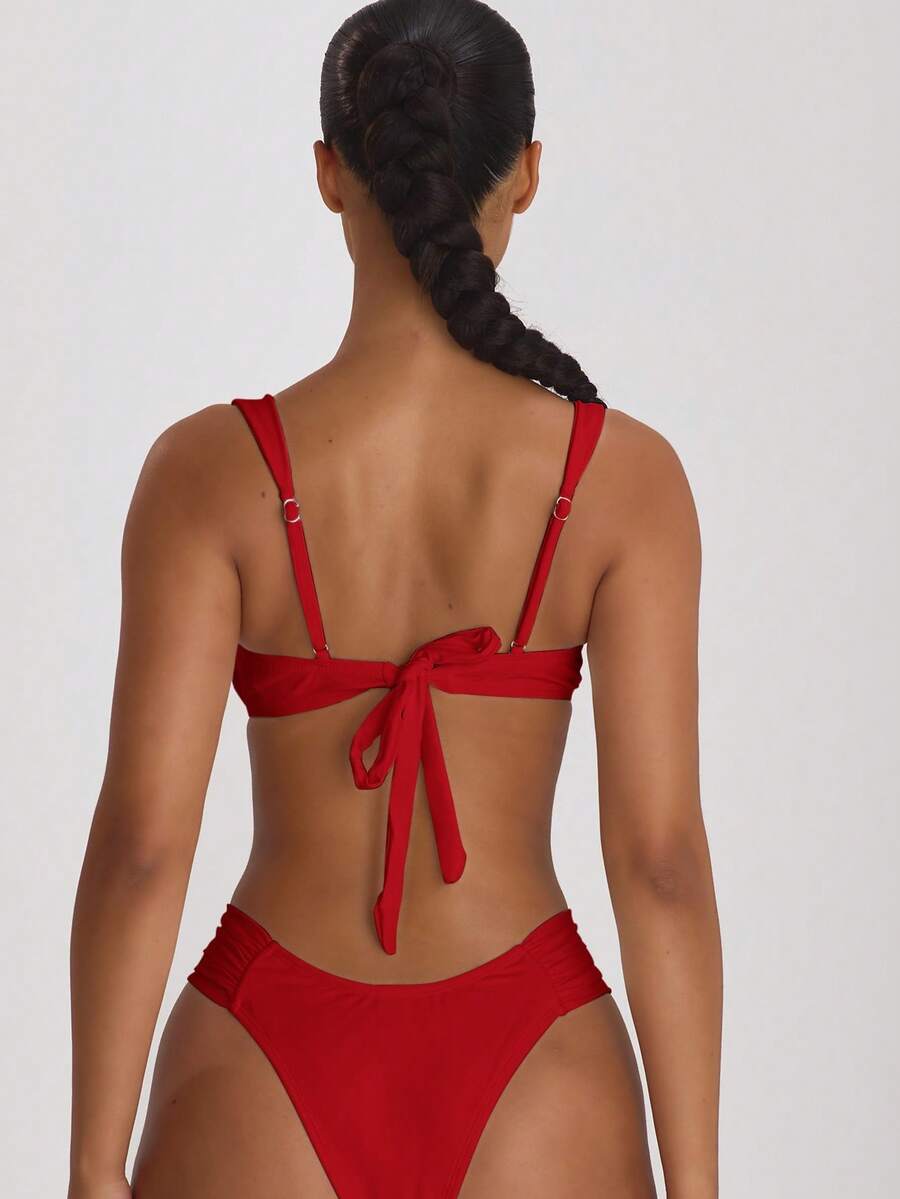 Underwire Ruched Cup Push-Up Bikini Top – Summer Beach Vacation Swimwear